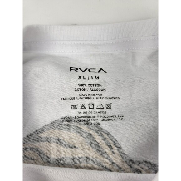 RVCA Balance Of Opposites Tiger Logo Mens White T Shirt Size XL - Picture 5 of 5